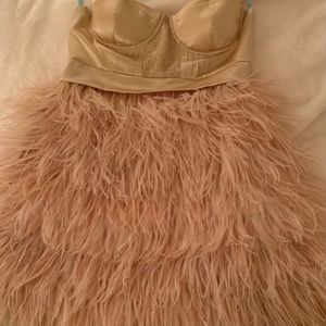 Marciano ostrich feather corset dress
